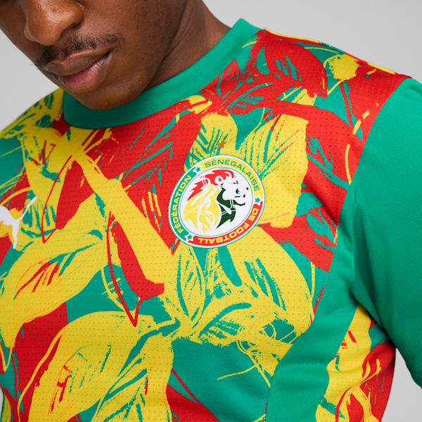 Senegal 2025 Pre-Match Men's Soccer Jersey, Sport Green-Faster Yellow-PUMA Red, extralarge