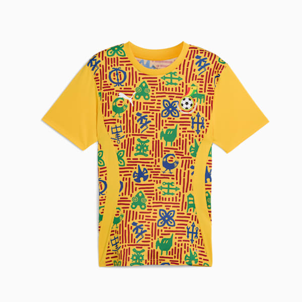メンズ サッカー ガーナ プレマッチ 半袖 シャツ, Yellow Sizzle-Intense Red, extralarge-JPN