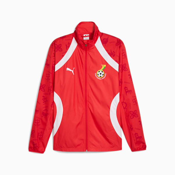 メンズ サッカー ガーナ プレマッチ ウーブン ジャケット, PUMA Red-PUMA White, extralarge-JPN