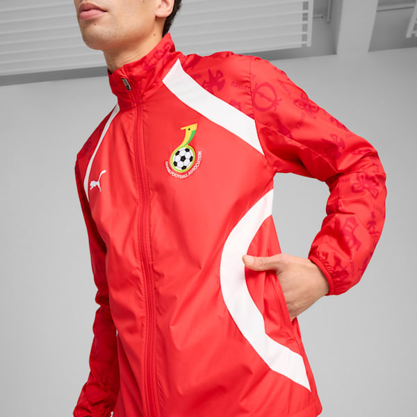 メンズ サッカー ガーナ プレマッチ ウーブン ジャケット, PUMA Red-PUMA White, extralarge-JPN