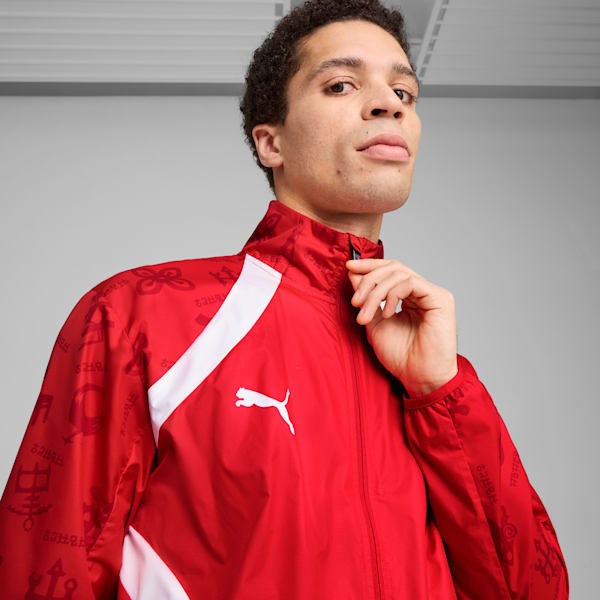 メンズ サッカー ガーナ プレマッチ ウーブン ジャケット, PUMA Red-PUMA White, extralarge-JPN