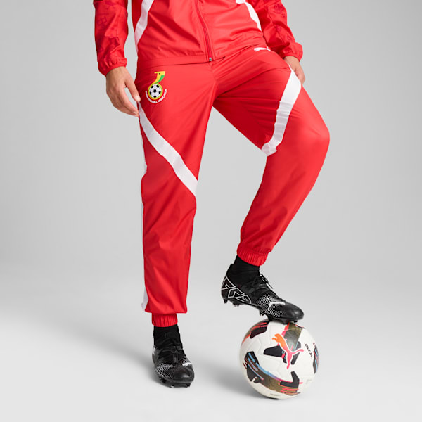 メンズ サッカー ガーナ プレマッチ ウーブン パンツ, PUMA Red-PUMA White, extralarge-JPN
