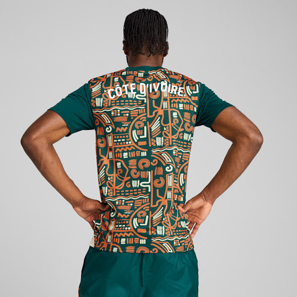 Ivory Coast 2025 Men's Pre-Match Soccer Jersey, Dark Myrtle-Rickie Orange, extralarge