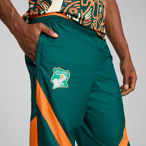 メンズ サッカー コートジボワール プレマッチ ウーブン パンツ, Dark Myrtle-Rickie Orange, extralarge-JPN