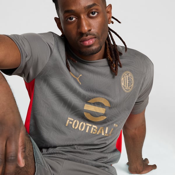 Playera de entrenamiento AC Milan para hombre, Flat Medium Gray-For All Time Red, extralarge