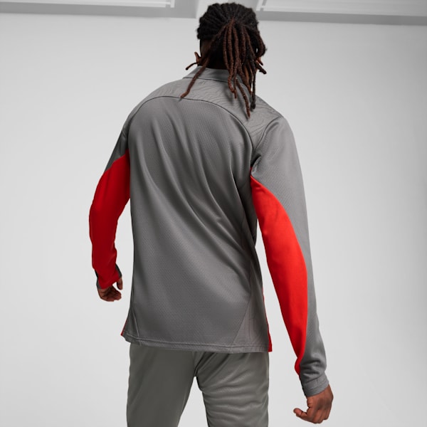AC Milan Training Men's Slim Fit Quarter-Zip Football Top, Flat Medium Gray-For All Time Red, extralarge-IND