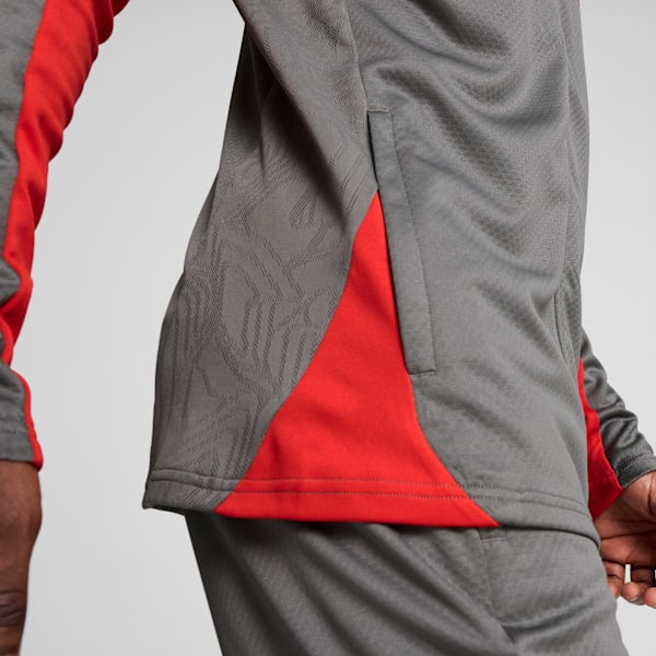 AC Milan Training Men's Slim Fit Quarter-Zip Football Top, Flat Medium Gray-For All Time Red, extralarge-IND