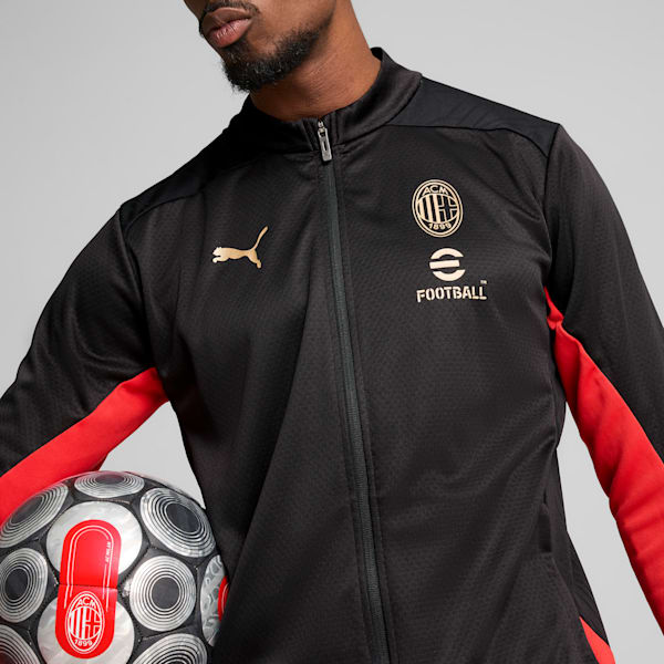 AC Milan Men's Slim Fit Football Training Jacket, PUMA Black-For All Time Red, extralarge-IND