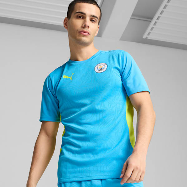 Manchester City Training Men's Slim Fit Football Jersey, Magic Blue-Yellow Glow, extralarge-IND