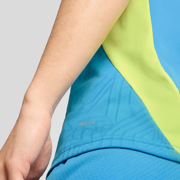 Manchester City Sleeveless Training Men's Slim Fit Football Jersey, Magic Blue-Yellow Glow, extralarge-IND