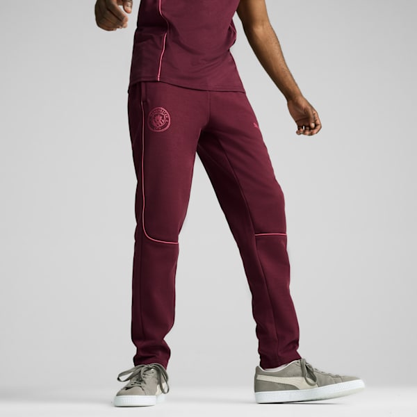 Manchester City Men's Slim Fit Football Casuals Pants, Dark Jasper-Dusty Orchid, extralarge-IND