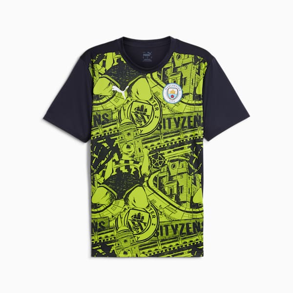 Manchester City Pre-Match Men's Short Sleeve Jersey, Yellow Glow-Magic Blue, extralarge-IND