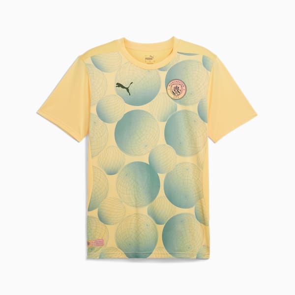 メンズ マンチェスター シティFC プレマッチ 半袖 シャツ, Flaxen-Bold Blue, extralarge-JPN