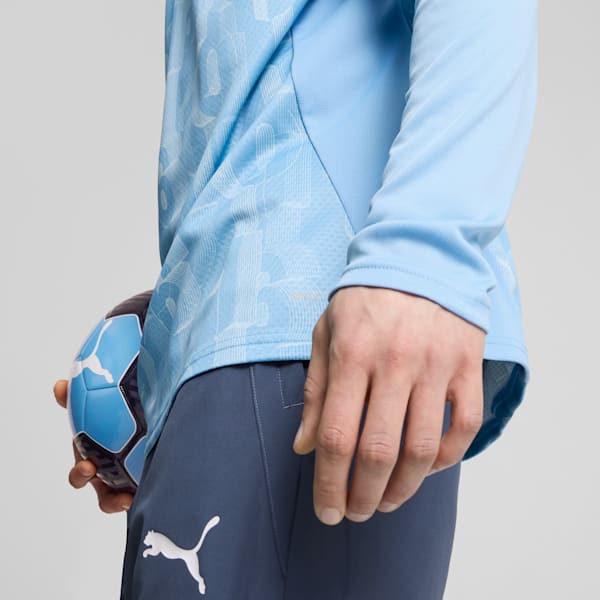 Haut d’avant-match à fermeture éclair quart de longueur de Manchester City 24/25 Homme, Team Light Blue-PUMA White, extralarge