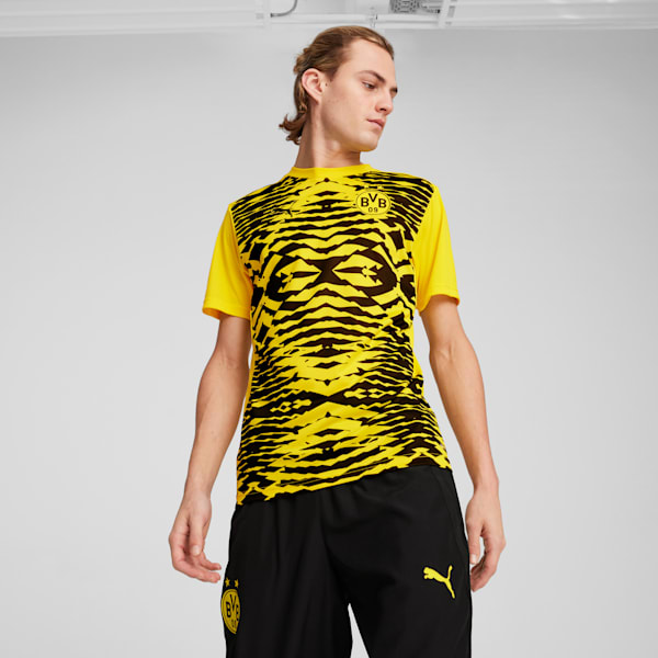 Maillot d’avant match à manches courtes du Borussia Dortmund Homme, Faster Yellow-PUMA Black, extralarge
