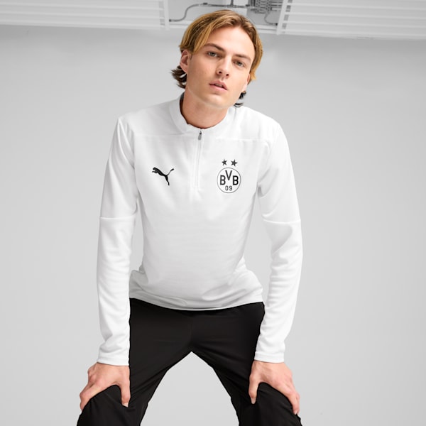 メンズ ドルトムント 2024-25 プレマッチ 1/4 ジップ トップス クルースウェット, PUMA White, extralarge-JPN