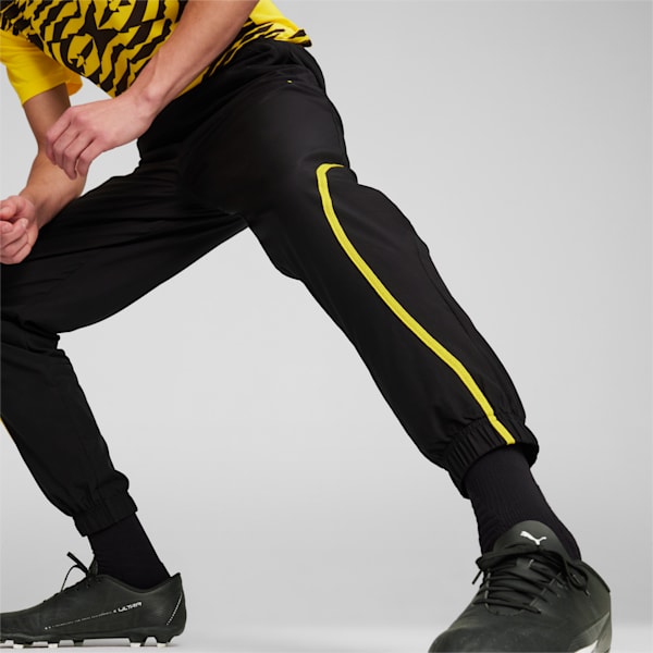 メンズ ドルトムント 2024-25 プレマッチ ウーブン パンツ, PUMA Black-Faster Yellow, extralarge-JPN