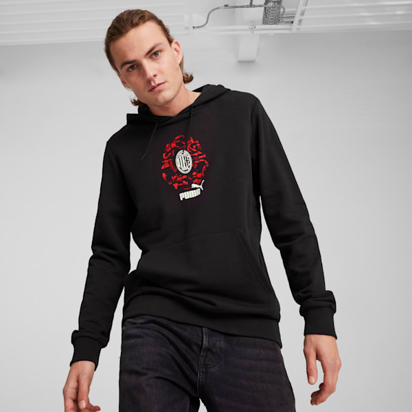 Chaqueta con capucha AC Milan ftblCULTURE para hombre, PUMA Black-For All Time Red, extralarge
