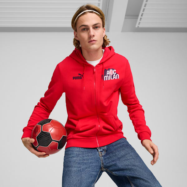 Chamarra con gorra AC Milan ftblCULTURE para hombre, For All Time Red-PUMA Black, extralarge