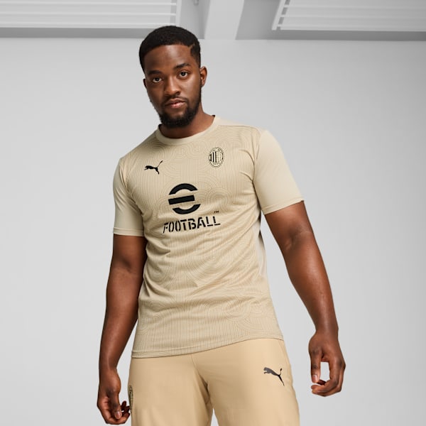 AC Milan Pre-match Short Sleeve Jersey Men, Putty-Prairie Tan, extralarge-GBR