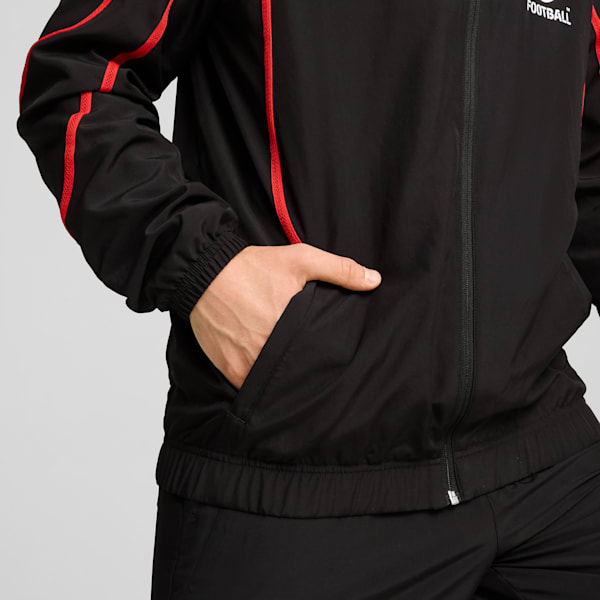 AC Milan Pre-Match Men's Woven Soccer Jacket, PUMA Black-For All Time Red, extralarge