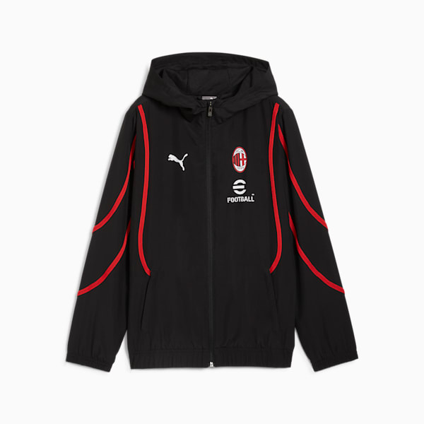 キッズ ACミラン 2024-25 プレマッチ ウーブンジャケット 116-164cm, PUMA Black-For All Time Red, extralarge-JPN
