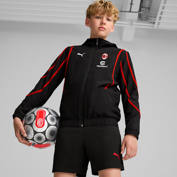 キッズ ACミラン 2024-25 プレマッチ ウーブンジャケット 116-164cm, PUMA Black-For All Time Red, extralarge-JPN