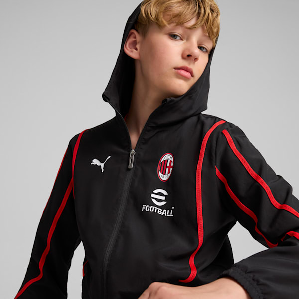キッズ ACミラン 2024-25 プレマッチ ウーブンジャケット 116-164cm, PUMA Black-For All Time Red, extralarge-JPN