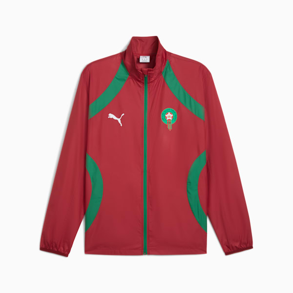 メンズ サッカー モロッコ プレマッチ ウーブン ジャケット, Intense Red-Archive Green, extralarge-JPN