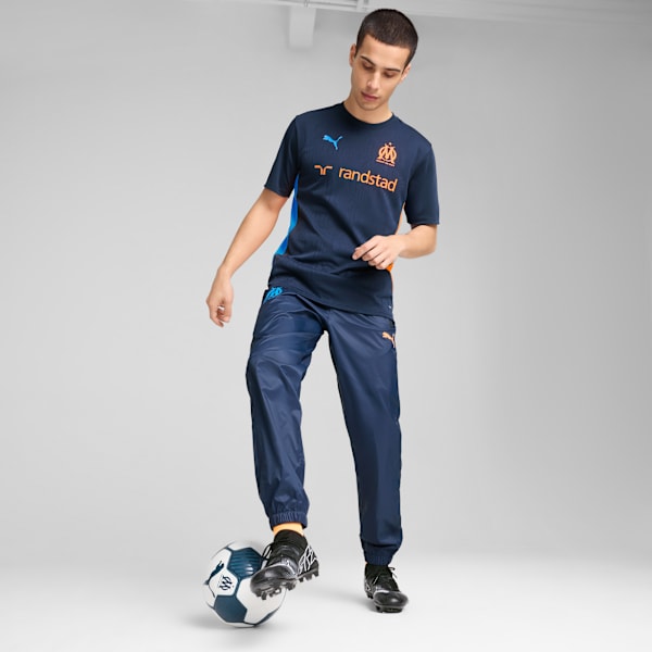 Olympique de Marseille Training Men's Slim Fit Football Jersey, Club Navy-Fluro Orange Pes, extralarge-IND