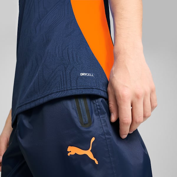 Olympique de Marseille Training Men's Slim Fit Football Jersey, Club Navy-Fluro Orange Pes, extralarge-IND