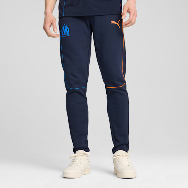 Olympique de Marseille Men's Slim Fit Football Casuals Pants, Club Navy-Fluro Orange Pes-Ultra Blue, extralarge-IND
