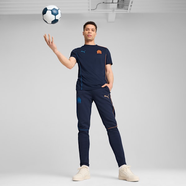 Olympique de Marseille Men's Slim Fit Football Casuals Pants, Club Navy-Fluro Orange Pes-Ultra Blue, extralarge-IND