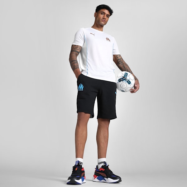 Olympique de Marseille ftblMen's Football Shorts, PUMA Black-Bleu Azur, extralarge-IND
