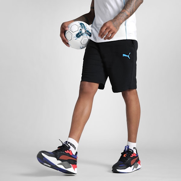 Olympique de Marseille ftblMen's Football Shorts, PUMA Black-Bleu Azur, extralarge-IND
