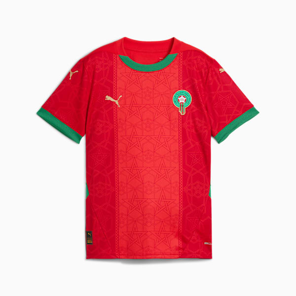 Morocco 2025 Home Jersey Youth, PUMA Red-Archive Green, extralarge-GBR
