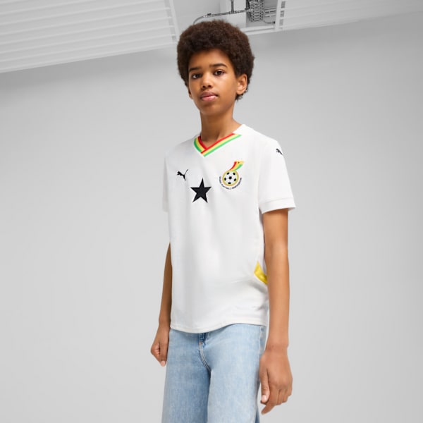 Ghana 2025 Home Jersey Youth, PUMA White-Pelé Yellow, extralarge-GBR