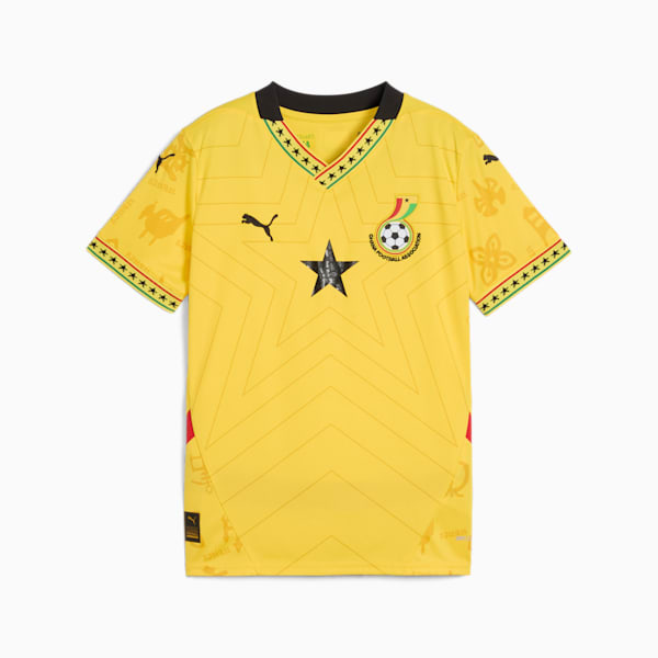 Ghana 2025 Away Jersey Youth, Pelé Yellow-PUMA Black, extralarge