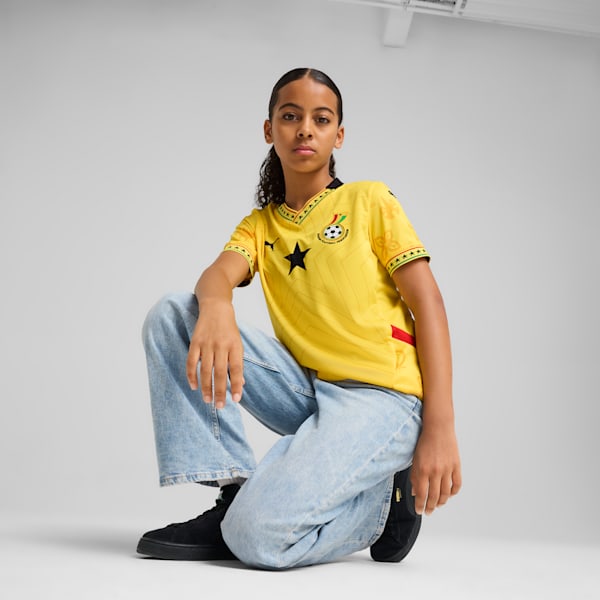 Ghana 2025 Away Jersey Youth, Pelé Yellow-PUMA Black, extralarge