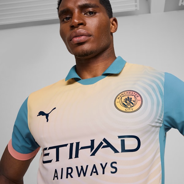 Camiseta de fútbol de visitante auténtica Manchester City 24/25 para hombre, Rosebay-Bold Blue, extralarge