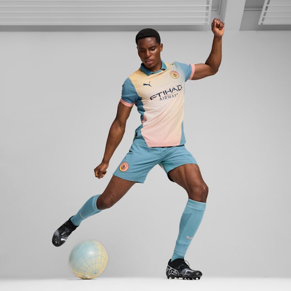Camiseta de fútbol de visitante auténtica Manchester City 24/25 para hombre, Rosebay-Bold Blue, extralarge