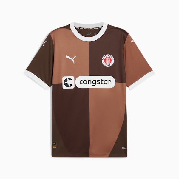 FC St. Pauli 24/25 Men's Home Soccer Jersey, Espresso Brown-PUMA White, extralarge