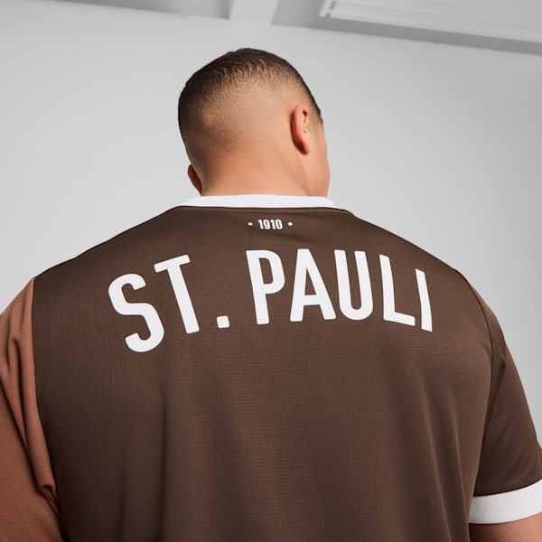 FC St. Pauli 24/25 Men's Home Soccer Jersey, Espresso Brown-PUMA White, extralarge