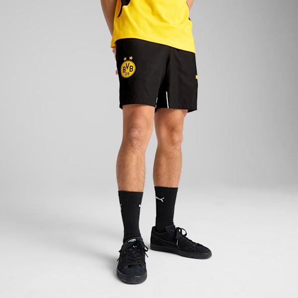 Borussia Dortmund ftblARCHIVE Men's Shorts, PUMA Black-Faster Yellow, extralarge
