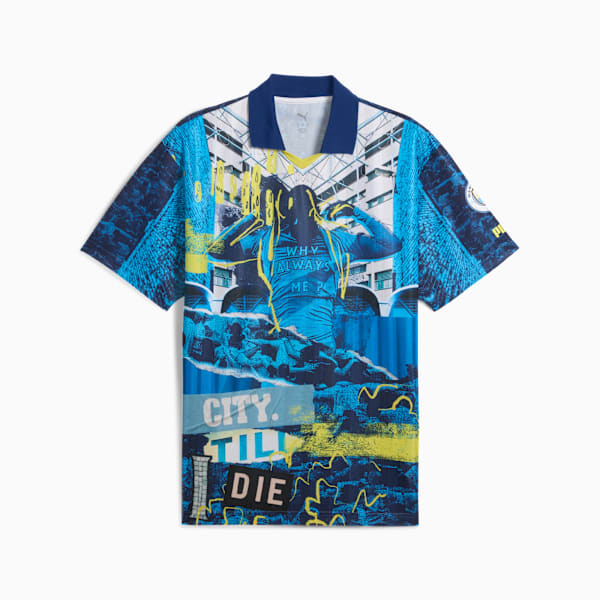 Maillot rétro Manchester City ftblNRGY+ Homme , Bright Aqua-Blazing Blue, extralarge