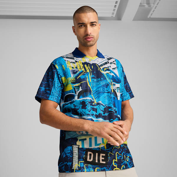 Manchester City ftblNRGY+ Men's Retro Jersey, Bright Aqua-Blazing Blue, extralarge