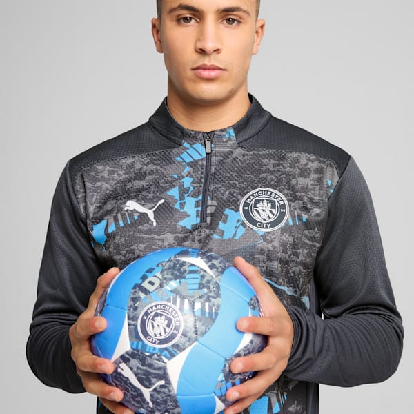 Camiseta de prepartido con cierre de un cuarto del Manchester City para hombre, Strong Gray-Cool Light Gray, extralarge