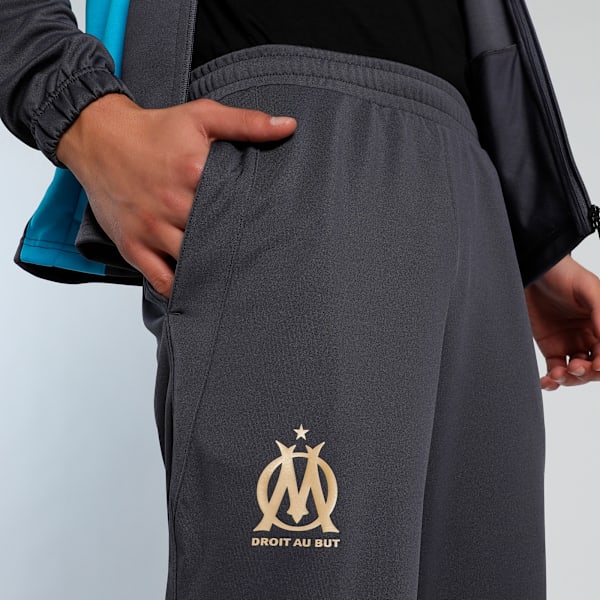 Olympique de Marseille ftblNRGY+ Men's Relaxed Fit Football Pants, Galactic Gray-Puma Team Gold, extralarge-IND