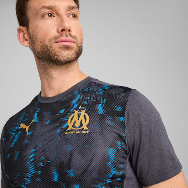 Olympique de Marseille Pre-match Jersey Men, Galactic Gray-Puma Team Gold, extralarge