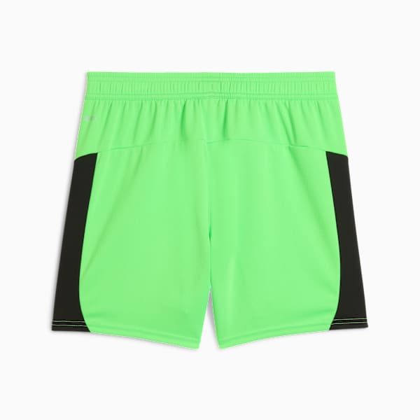 Green PUMA child's shorts with black side panels and an elasticated waistband.